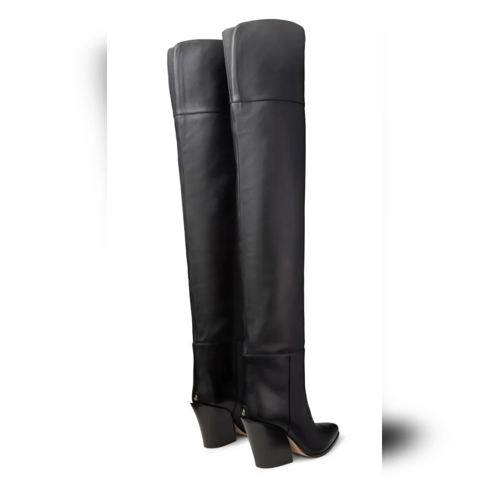 Jimmy Choo 100% Leather Maceo 85mm Over-The-Knee Boots - Picture 4 of 15